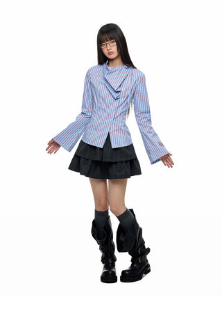 [JIKOO] striped layer shirt