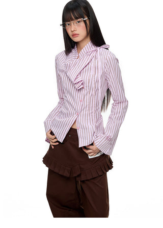 [JIKOO] striped layer shirt