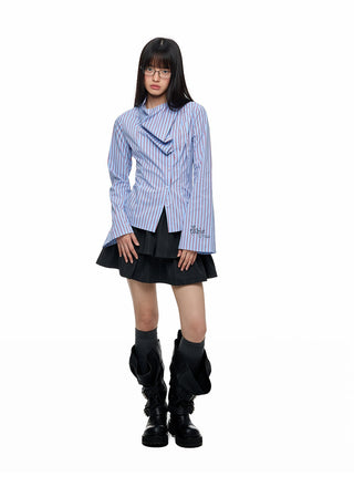 [JIKOO] striped layer shirt