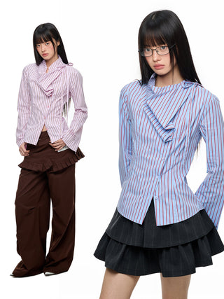 [JIKOO] striped layer shirt
