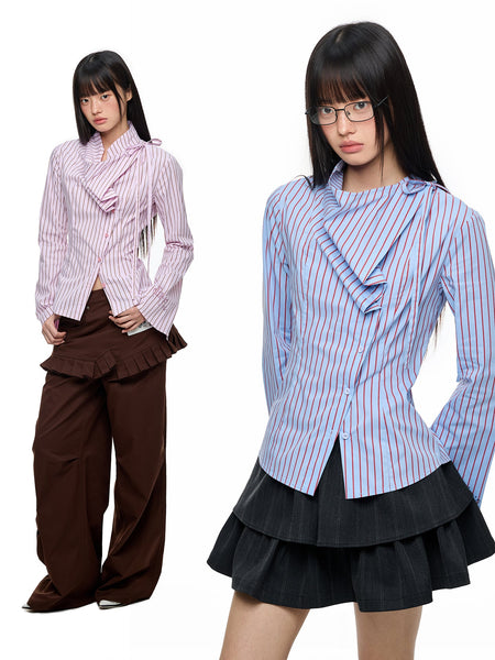 [JIKOO] striped layer shirt