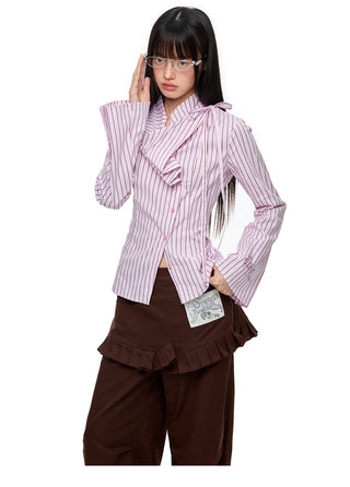 [JIKOO] striped layer shirt
