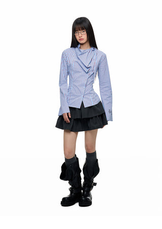 [JIKOO] striped layer shirt