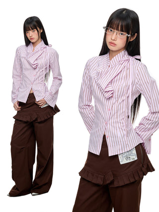 [JIKOO] striped layer shirt