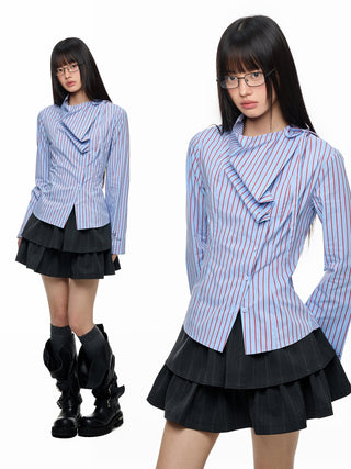 [JIKOO] striped layer shirt