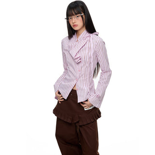 [JIKOO] striped layer shirt