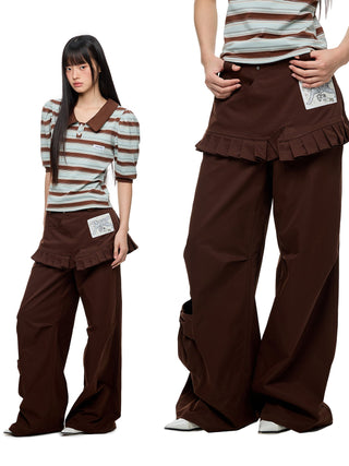 [JIKOO] pleated skirt trousers
