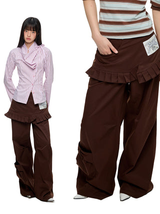 [JIKOO] pleated skirt trousers