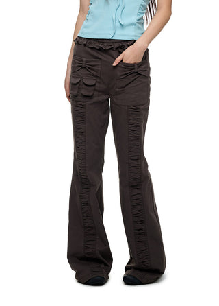 [JIKOO] bow bootcut trousers