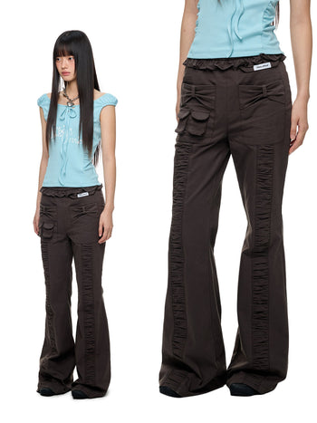 [JIKOO] bow bootcut trousers