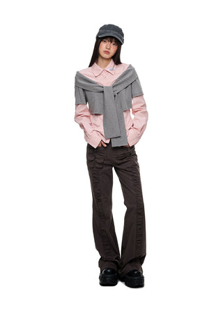 [JIKOO] bow bootcut trousers