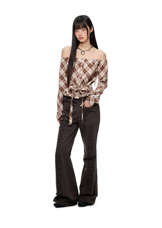 [JIKOO] bow bootcut trousers