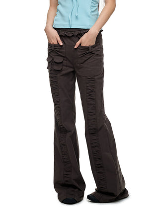 [JIKOO] bow bootcut trousers