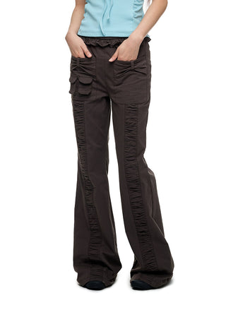 [JIKOO] bow bootcut trousers