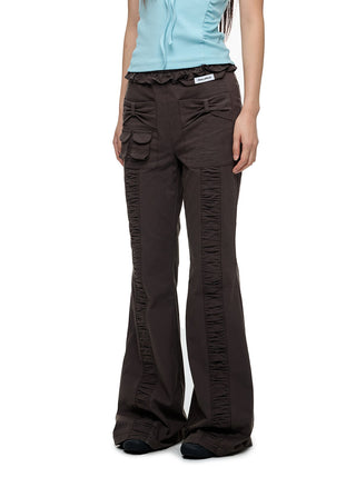 [JIKOO] bow bootcut trousers