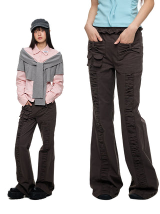 [JIKOO] bow bootcut trousers