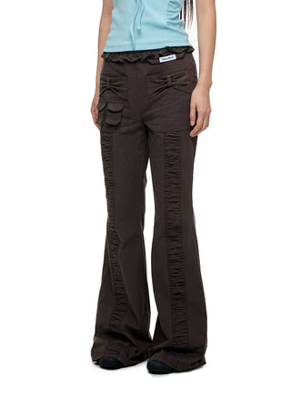[JIKOO] bow bootcut trousers