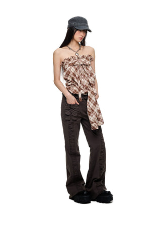 [JIKOO] bow bootcut trousers