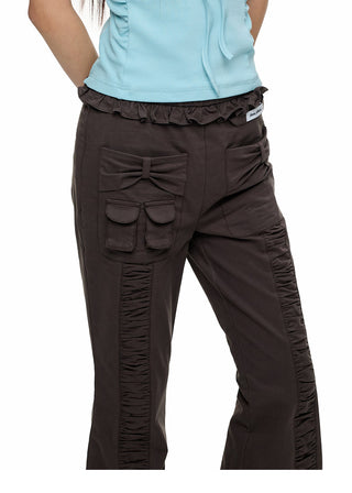 [JIKOO] bow bootcut trousers