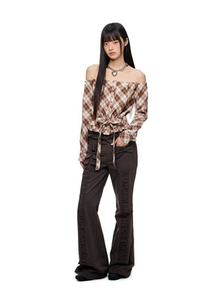 [JIKOO] bow bootcut trousers