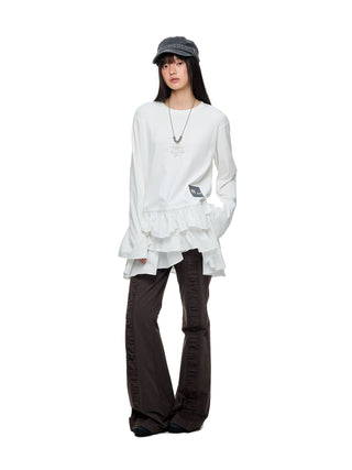 [JIKOO] bow bootcut trousers