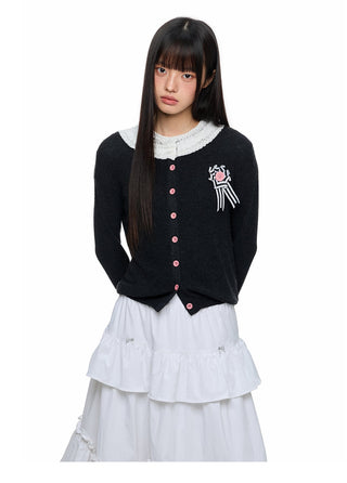 [JIKOO] lace knit cardigan