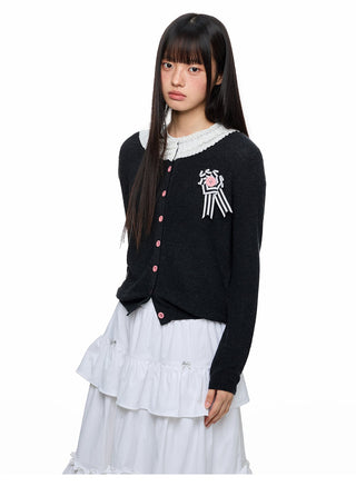 [JIKOO] lace knit cardigan