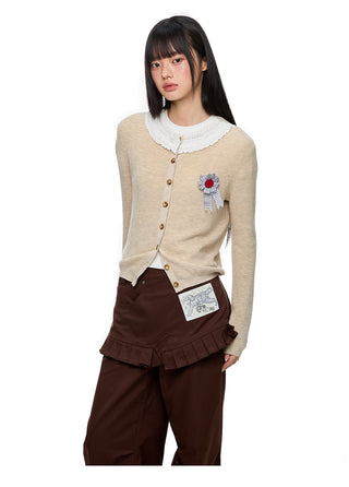 [JIKOO] lace knit cardigan
