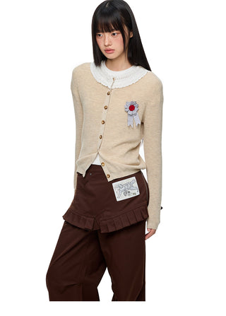 [JIKOO] lace knit cardigan