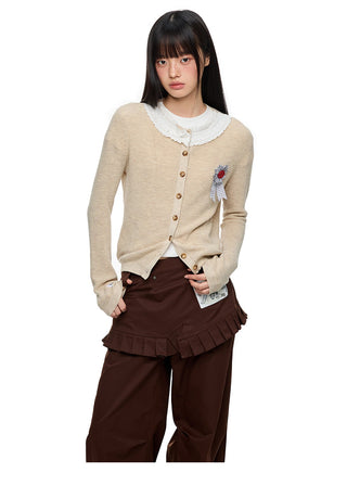 [JIKOO] lace knit cardigan