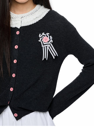 [JIKOO] lace knit cardigan