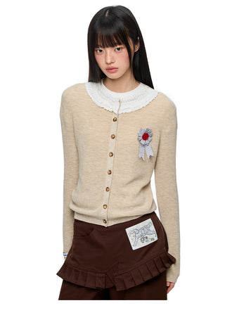 [JIKOO] lace knit cardigan