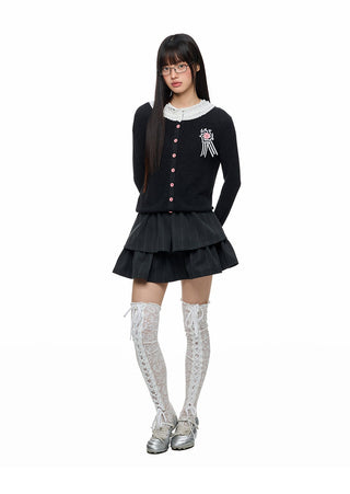 [JIKOO] lace knit cardigan