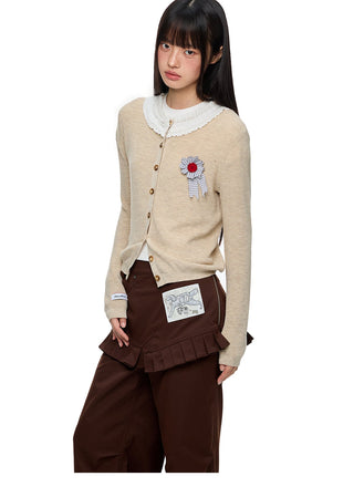 [JIKOO] lace knit cardigan
