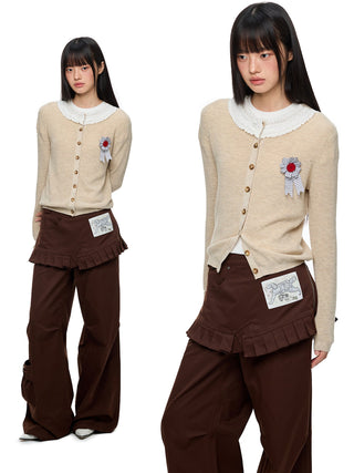 [JIKOO] lace knit cardigan