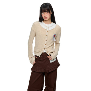 [JIKOO] lace knit cardigan