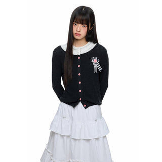 [JIKOO] lace knit cardigan