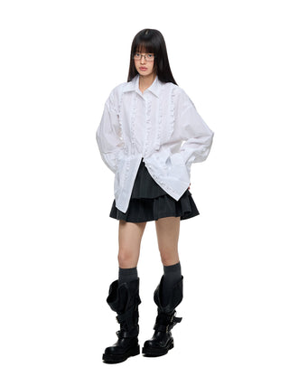 [JIKOO] striped bubble skirt