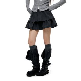 [JIKOO] striped bubble skirt