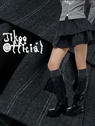 [JIKOO] striped bubble skirt