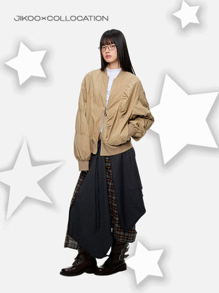 [JIKOO] pleated short coat