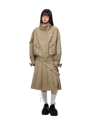 [JIKOO] multi-pocket coat