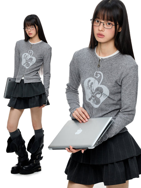 [JIKOO] striped knit cardigan