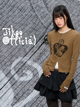 [JIKOO] striped knit cardigan