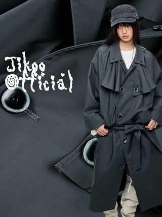 [JIKOO] pleated trench coat