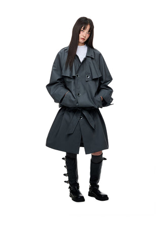 [JIKOO] pleated trench coat
