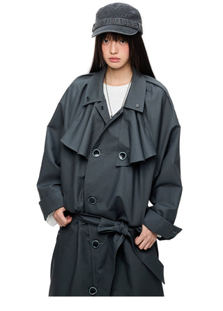 [JIKOO] pleated trench coat