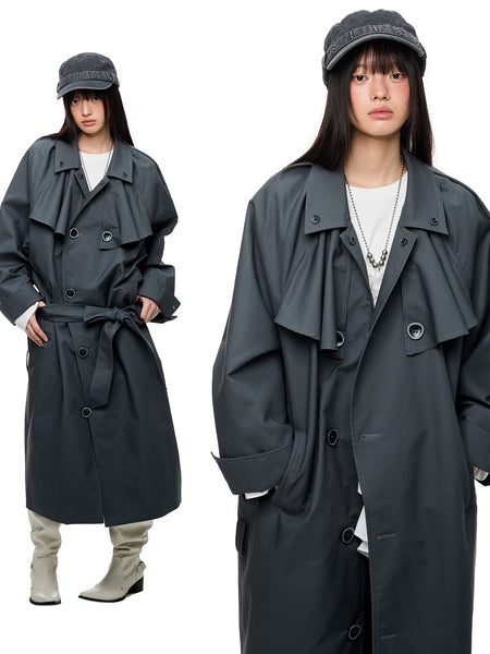[JIKOO] pleated trench coat