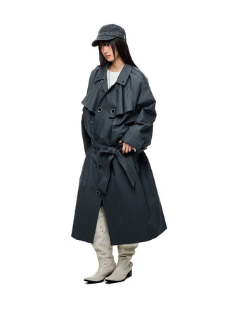 [JIKOO] pleated trench coat