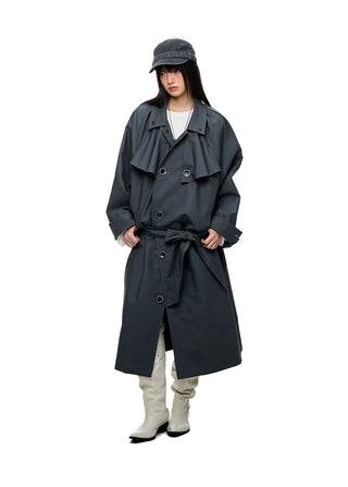 [JIKOO] pleated trench coat